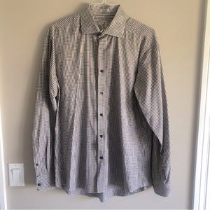Bugatchi Men’s Dress Shirt  Pretty brown & black check/square pattern